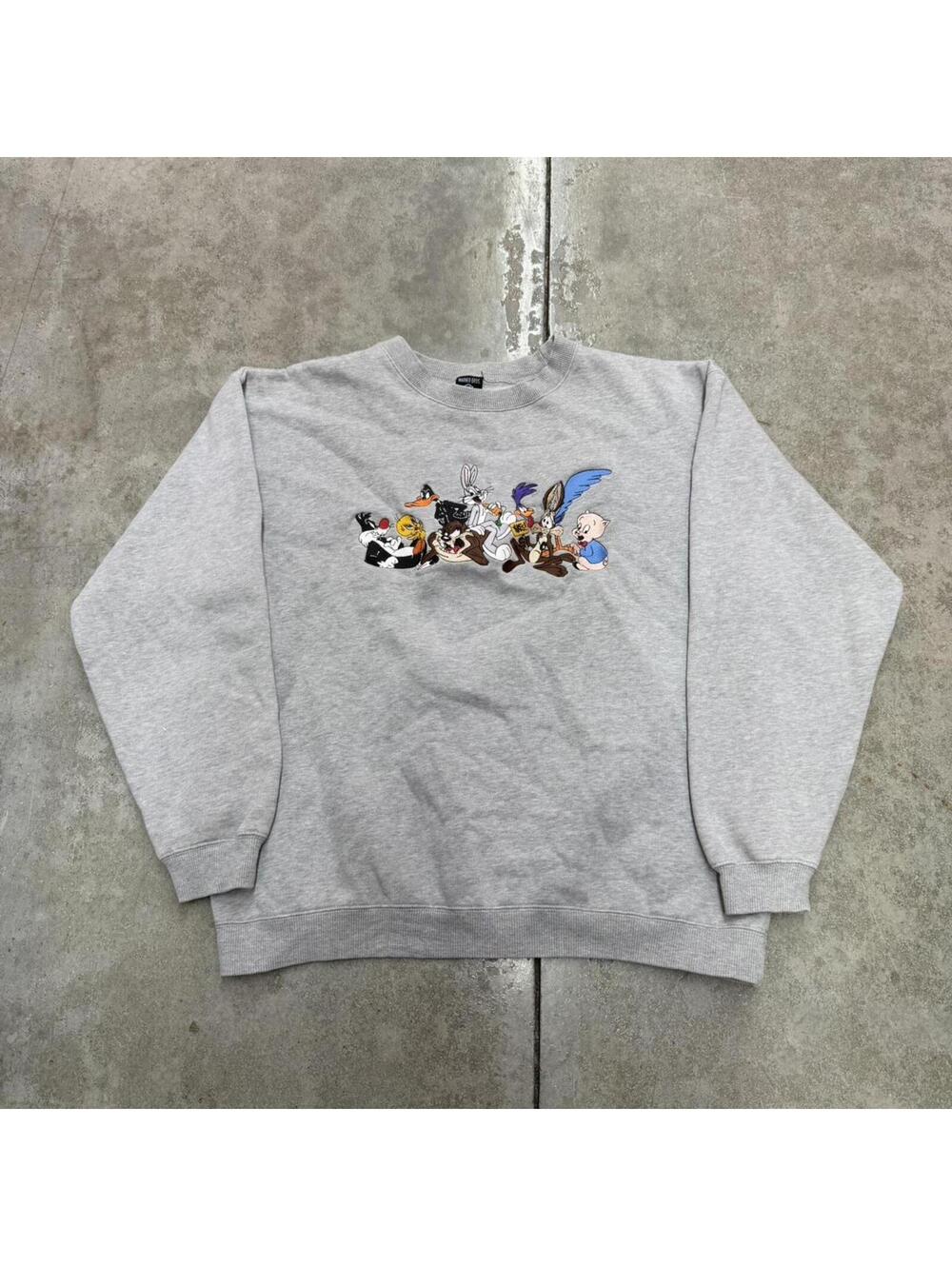 vintage warner bros looney tunes grey bugs bunny tazmanian devil crewneck